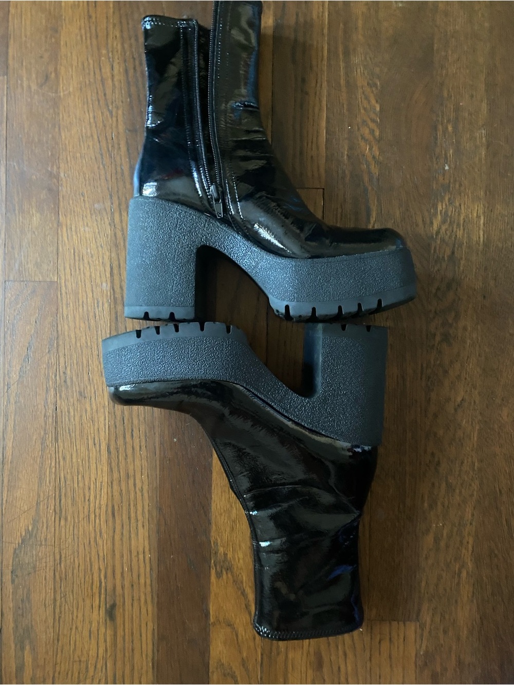 Jeffrey Campbell Black Patent Platform Ankle Boots